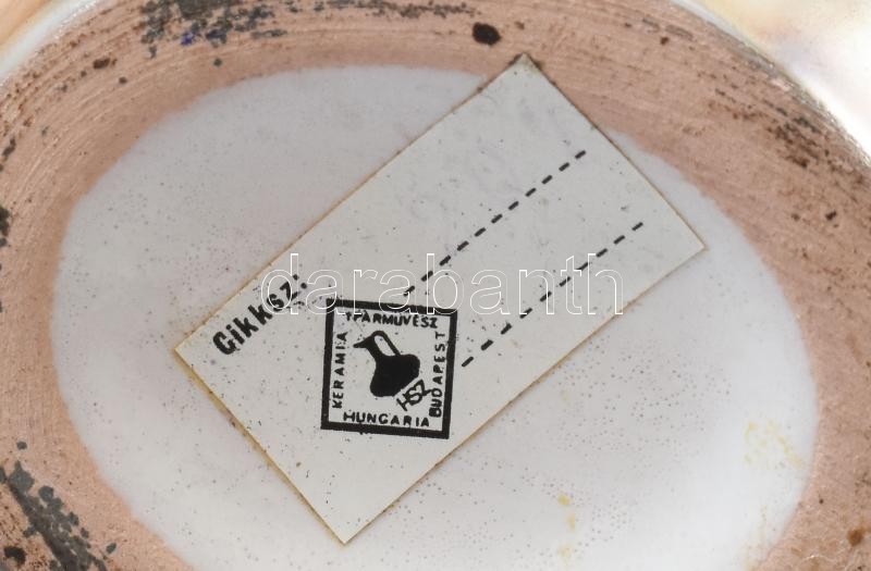 Kerámia Iparművész KSz. retró váza, irizáló réteggel, etikettel jelzett, kopásnyomokkal, m: 22 cm - Image 2