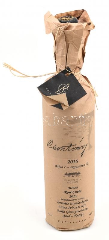 2015 Balla Géza Ménesi Rosé Cuvée, rajta: Csontváry Csíki Székely Múzeum 2016. május 7. - augusztus 20., 12%, bontatlan palack rosé, pincében szakszerűen tárolt, a palack teteje koszos, 0,75 l.