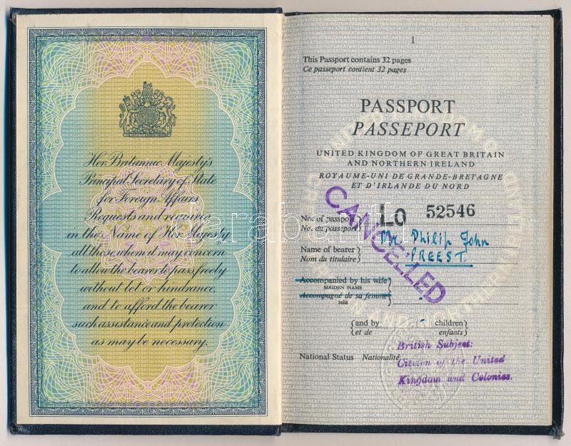 1959 Fényképes brit útlevél, francia és spanyol vízumokkal / British passport, with French and Spanish visas - Image 2