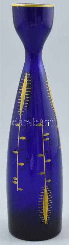 Búzakalászos üveg flaska. Kézzel festett, jelzett, hibátlan. 26 cm