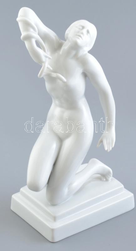 Herendi Cleopatra, fehér mázas, jelzett (Szilágyi Nagy István), kopásnyomokkal, m:24 cm