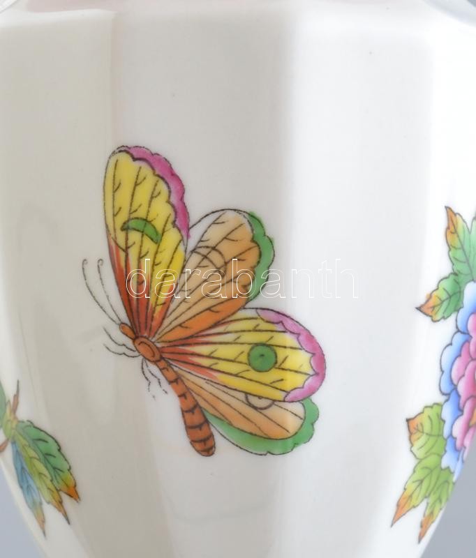 Herendi Viktória mintás váza. Kézzel festett, jelzett, hibátlan. 13 cm - Image 2