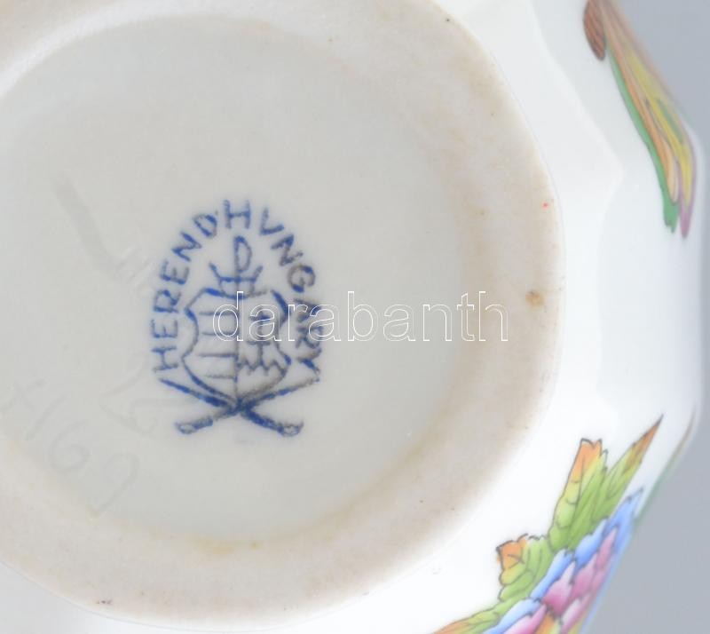 Herendi Viktória mintás váza. Kézzel festett, jelzett, hibátlan. 13 cm - Image 3