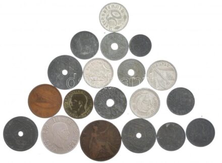1902-1944. 19db vegyes fémpénz klf országokból, közte Belgium, Német Harmadik Birodalom, Monaco T:2-3 1902-1944. 19pcs of mixed coins from diff countries, with Belgium, German Third Reich, Monaco