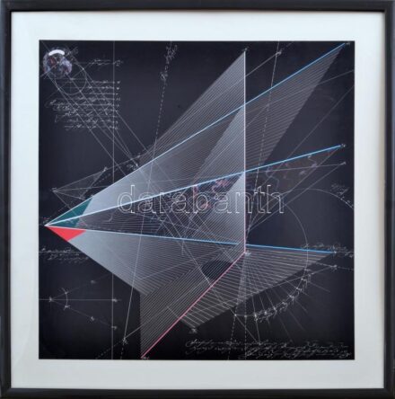 Jelzés nélkül: Geometriai formák. Ofszet, papír, lapra kasírozva, üvegezett keretben, 40x40 cm