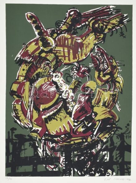 Simonyi Emő (1943-): Álom, 1992. Szitanyomat, papír. Jelzett, számozott (22/40). 58x42,5 cm