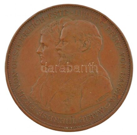 Német Államok / Bajorország 1893. 'Lajos bajor herceg és Habsburg-Estei Mária Terézia ezüstlakodalma' bronz emlékérem. Szign.: A. BOERSCH (41mm) T:2,2- ph. German States / Bavaria 1893. 'Silver Wedding Anniversary of Prince Ludwig of