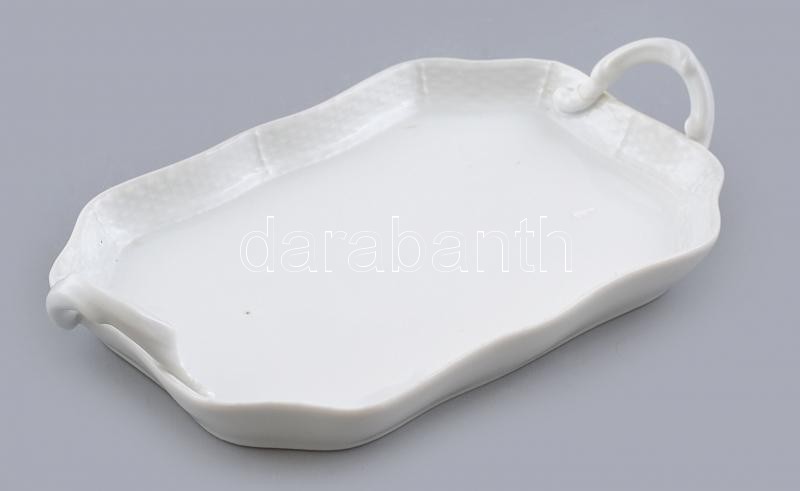 Fehér mázas Herendi tálca, jelzett: masszába nyomott Herend, hibátlan 28x17cm