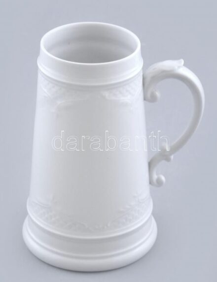 Fehér mázas Herendi korsó, jelzett: masszába nyomott Herend, hibátlan m: 16,5cm