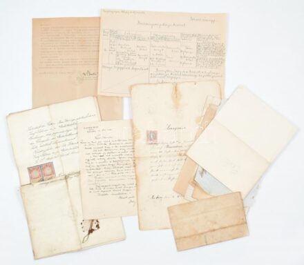 cca 1880-1920 kb 15 db okmánybélyeges okmány vegyes témában