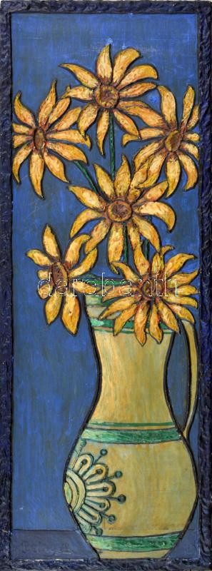 Pekáry jelzéssel: Csendélet. Vegyes technika, fa. 50x18 cm