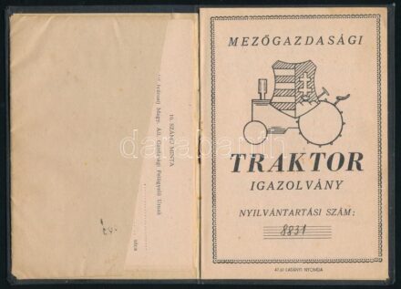 1947 Mezőgazdasági traktor igazolvány Kossuth címerrel
