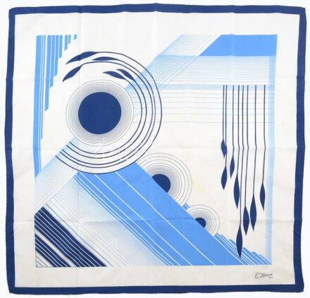 P. Florence Paris kék-fehér selyem kendő, kb. 77x75 cm