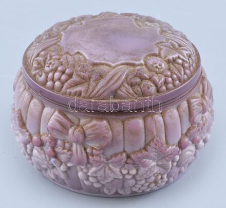 Cseh lila üveg bonboniere, jelzés nélkül, hibátlan, d. 9 cm