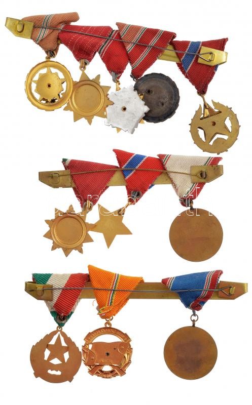 11db-os vegyes magyar szocialista kitüntetés-tétel összesen 3db pánton, közte 1951. 'Közbiztonsági Érem' bronz fokozata a karhatalom tagjai részére, mellszalagon + 1957. 'Munkás-Paraszt Hatalomért Emlékérem' aranyozott, zománcozott - Image 2