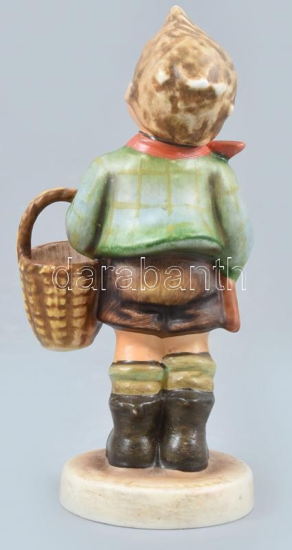 Hummel/Goebel kisfiú kosárral, kézzel festett fajansz, jelzett, hibátlan, m: 13,5cm - Image 2