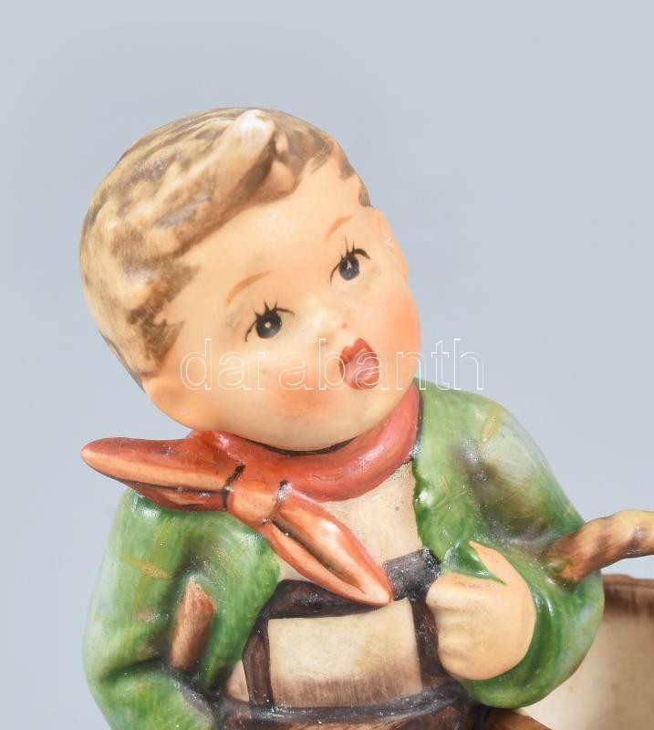 Hummel/Goebel kisfiú kosárral, kézzel festett fajansz, jelzett, hibátlan, m: 13,5cm - Image 3