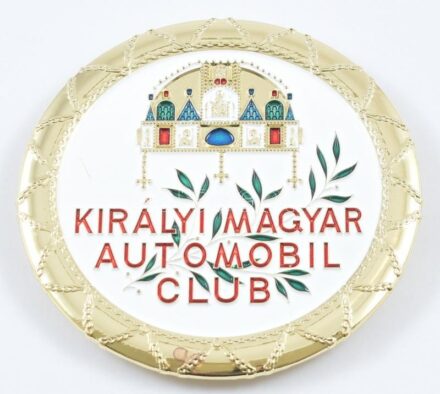 Királyi Magyar Automobil Club zománcozott fém autójelvény modern másolat. d: 8,5 cm