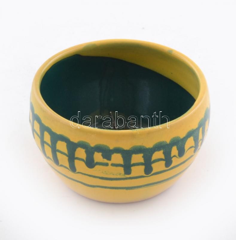 Retro kerámia Ikebana tartó. Mázas kerámia, jelzés nélkül d: 11 cm