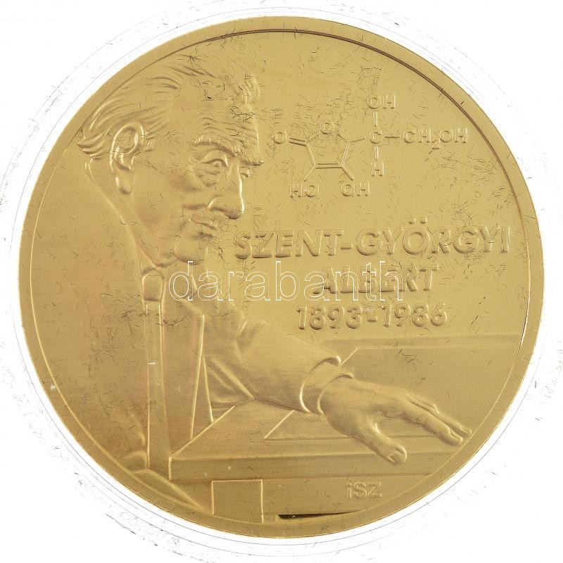 ifj. Szlávics László (1959-) 2011. 'Nagy Magyarok / Szent-Györgyi Albert' aranyozott Cu emlékérem tanúsítvánnyal (40mm) T:PP