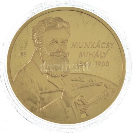 ifj. Szlávics László (1959-) 2011. 'Nagy Magyarok / Munkácsy Mihály' aranyozott Cu emlékérem tanúsítvánnyal (40mm) T:PP