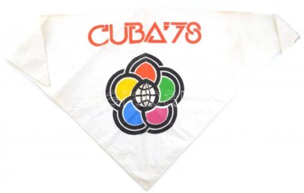 1978 Cuba '78, a kubai világifjúsági találkozó kendője, 62x122 cm