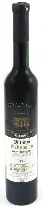 1995 Wunderlich Villányi Kékoportó, Blauer Portugieser, bontatlan palack száraz vörösbor, pincében szakszerűen tárolt, 0,5 l.