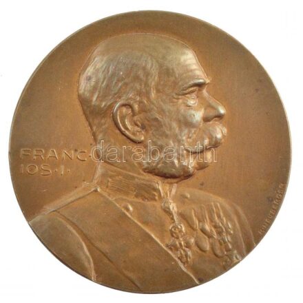 Ausztria 1914. 'Ferenc József' kétoldalas bronz emlékérem. Szign.: Rudolf Neuberger / Arnold Hartig (50mm) T:1-,2 Austria 1914. 'Franz Joseph' two-sided Br commemorative medallion. Sign.: Rudolf Neuberger / Arnold Hartig (50mm) C:AU,XF
