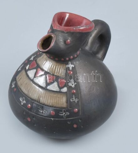 Fütyülő edényke. Mázas kerámia, jelzett. hibátlan 10 cm