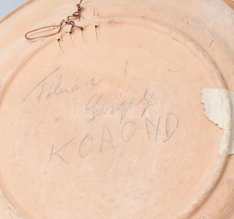 Korondi népi tányér, jelzett, mázhibákkal, d: 31 cm - Image 2