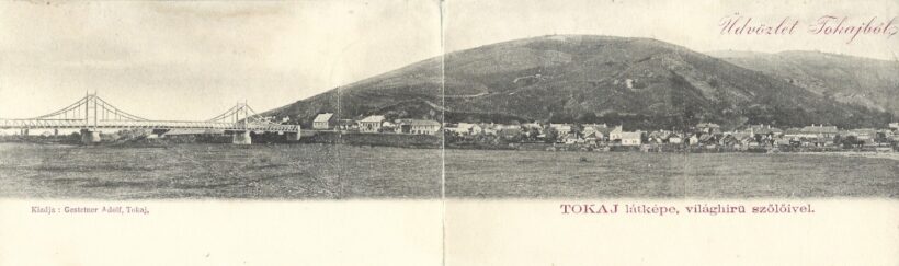 Tokaj látképe, világhírű szőlőivel.  Tokaj látképe, világhírű szőlőivel. Szétnyitható panorámakép.