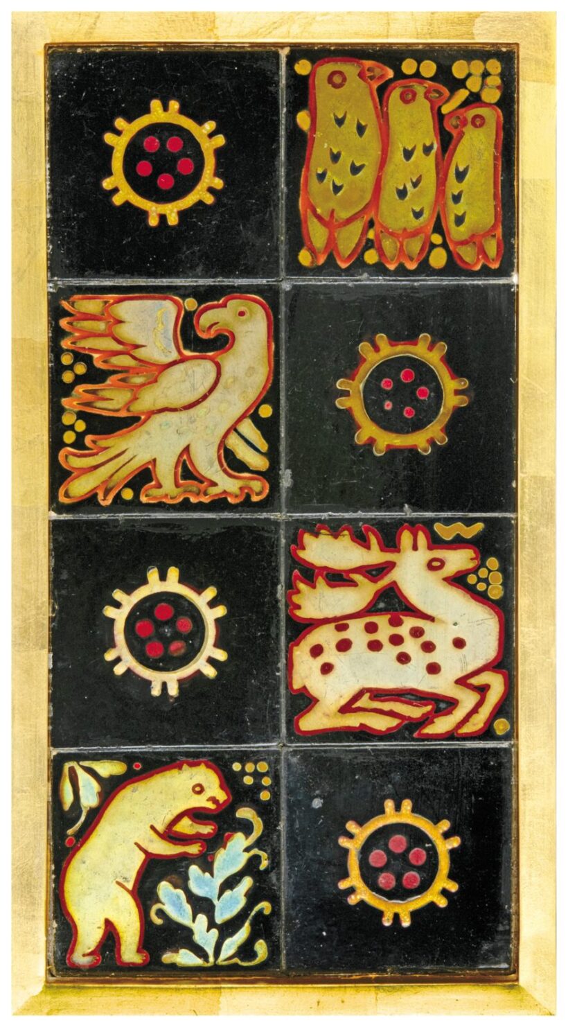 ZSOLNAY 8 darab díszcsempe, 1910-1911