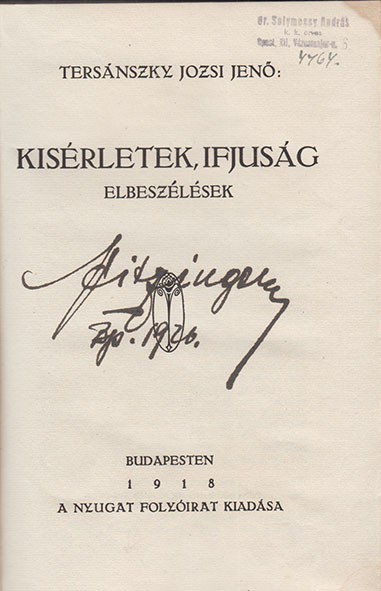 Tersánszky Józsi Jenő Tersánszky Józsi Jenő első kiadású művei, 4 db.