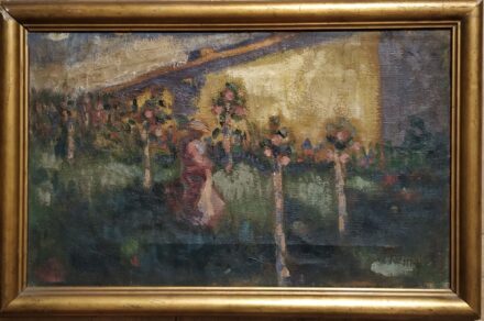 Csáktornyai Zoltán (1886 - 1921) Csáktornyai Zoltán (1886 - 1921): Rózsakert. Olaj, vászon. Jelzett.