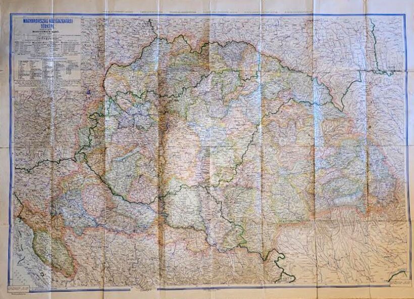 Magyarország közigazgatási térképe.  Magyarország közigazgatási térképe. Tervezte és rajzolta Kogutowicz Manó. Mérték: 1 : 900 000.