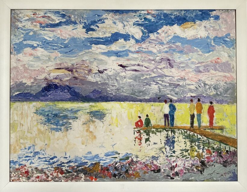 Varga József(1922-2021): Mólón állók a Balatonnál 2008