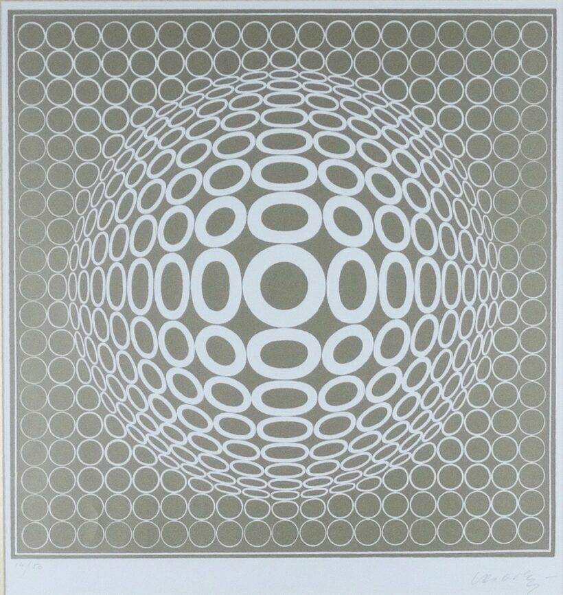 Vasarely, Viktor (1906 - 1997): Arany-fehér kompozició (Tuz-2) 14/50