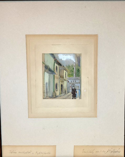 Végh Gusztáv (1889 - 1973) Végh Gusztáv (1889 - 1973): Tabán, Ráczfürdő. Papír, vegyes technika. Dedikált példány.