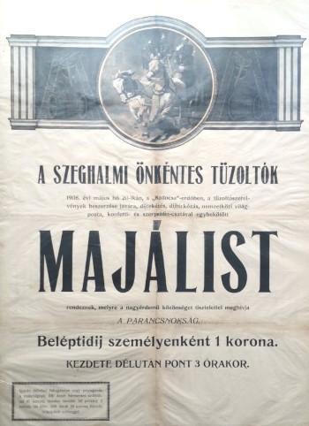 A szeghalmi önkéntes tűzoltók majálisa, 1908.  A szeghalmi önkéntes tűzoltók majálisa, 1908.