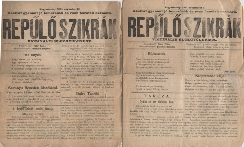 Repülő Szikrák. Viczinális élczgyülevész. Nagyszécsény,1901.  Repülő Szikrák. Viczinális élczgyülevész. Nagyszécsény,1901. Kézirat gyanánt jó ismerősök és rossz barátok számára. 2 db.