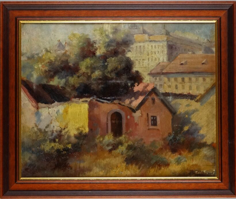 Tibai Takács Jenő (1876-1943): Tabán 1933. hátoldalon csendélet - Image 2