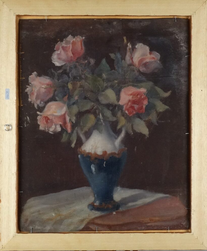 Tibai Takács Jenő (1876-1943): Tabán 1933. hátoldalon csendélet - Image 3