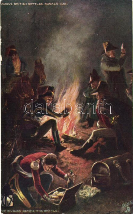 Battle of Busaco, the Bivouac before the battle, 'British battles' Series II. Raphael Tuck & Sons, Oilette Postcard 9135.