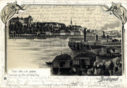 Budapest I. Királyi palota, rakpart; Art Nouveau litho