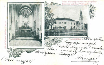 Piliscsaba, László főherceg kápolna, belső, kiadja Károlyi György, floral (EK)