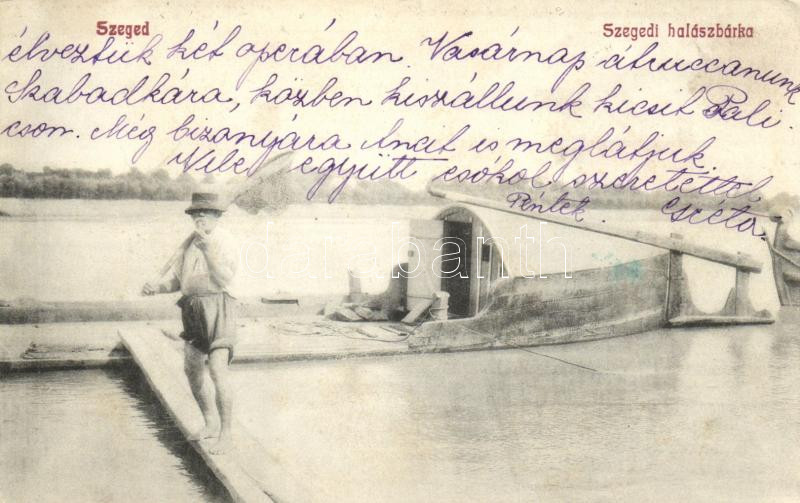 Szeged, halászbárka, kiadja Grünwald Herman (EK)