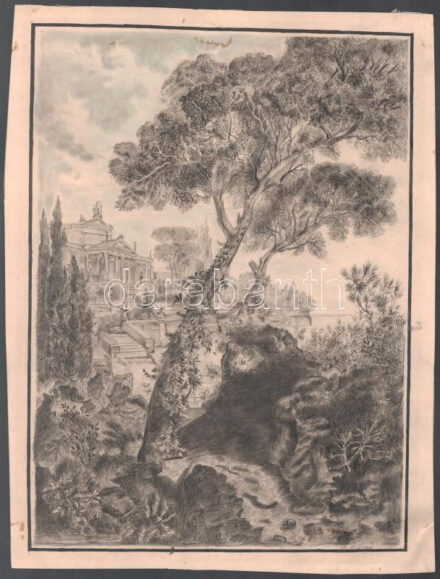 Holroyd, Charles (1861?1917): Vadregényes táj. Vegyes technika, papír, jelezve, jobbra lent, lap széle kissé foltos és papírra rögzítve, 25×27 cm / mixed technique on paper, signed, edge of the sheet slightly stained and mounted on paper.