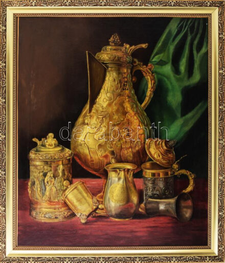 Pajzán Dávid (1800 k.-): Csendélet, 1837. Olaj, vászon, jelezve balra lent (kissé töredékesen). Restaurált. Dekoratív fakeretben, 73×61,5 cm / oil on canvas, signed, framed