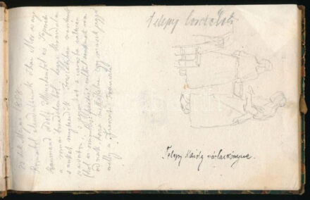 Telepy Károly (1828-1906): Vázlatkönyv össz. kb. 57 rajzzal, első lapon Telepy Károlyautográf bejegyzésével Than Mórral közös itáliai útjáról 1858-ból. Többségében tájakról készült rajzok (Ostia, Lago di Nemi stb.), közte néhány alaktanulmány. Ceruza, papír. Korabeli kopott félbőrkötésben. 13,5x21