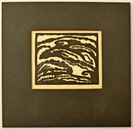 Mattis Teutsch János (1884-1960): Kompozíció (cím nélkül). Linómetszet, papír, jelzés nélkül. Ma, 1917. IX. 15. számából. Paszpartuban. 12×14 cm